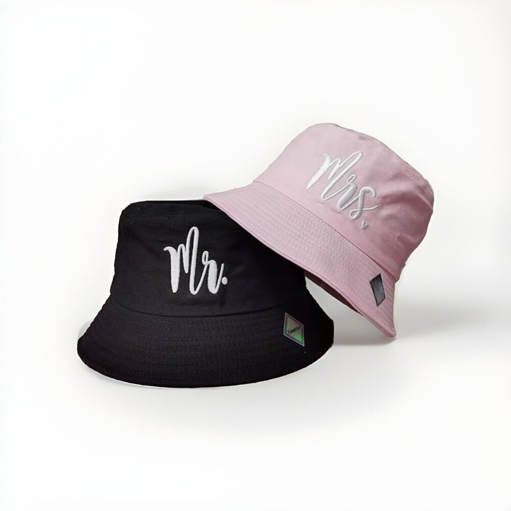 Mr. & Mrs. Pink & Black Bucket Hats, Set Of 2 Bucket Hats, By Enodtter Brand NEW